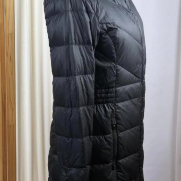 Athleta Black Banner Peak Quilted Goose Down Puffer Coat Jacket Parka Size Small - Picture 4 of 6